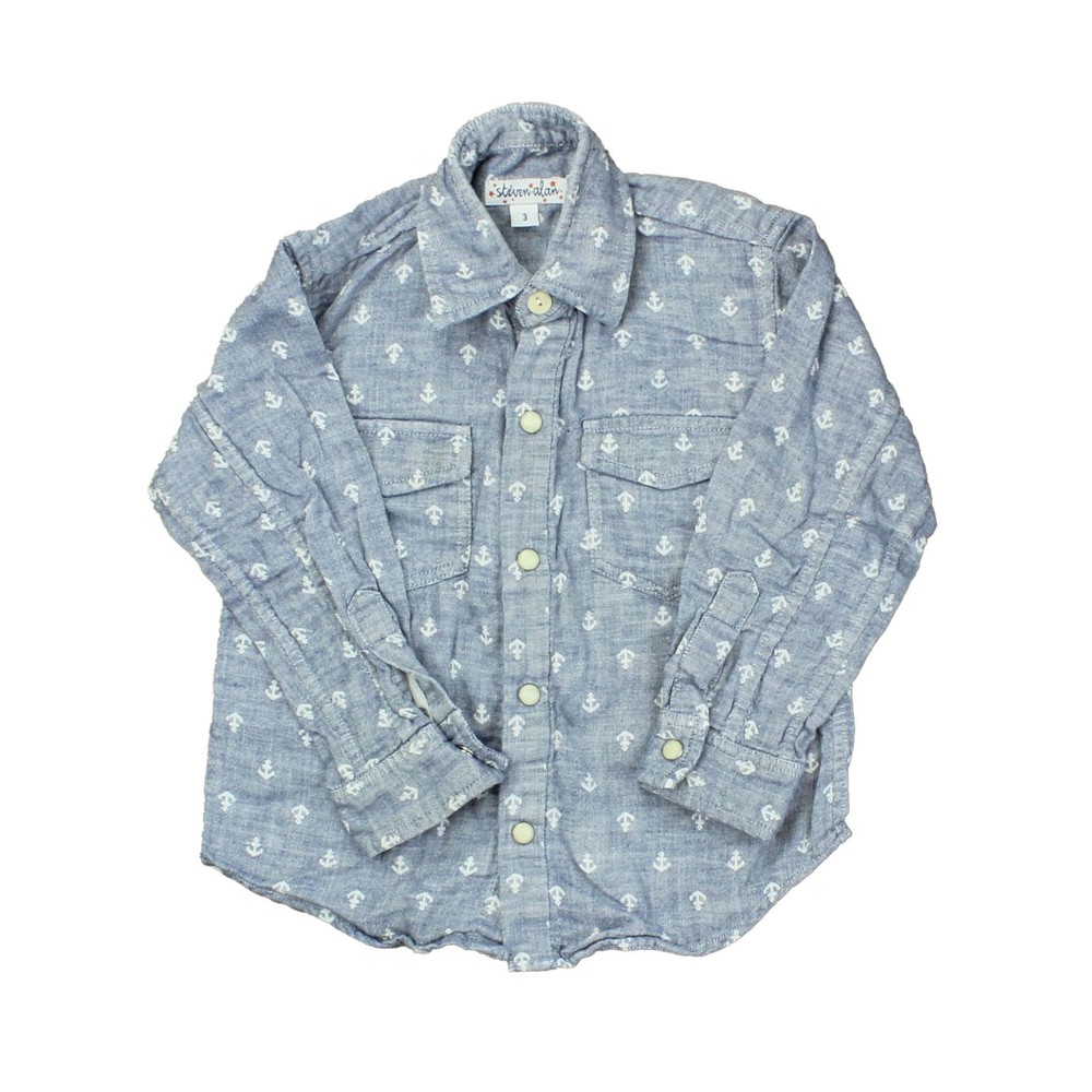 Steven Alan Boys Blue | Anchor Button Down Long Sleeve size: 3T